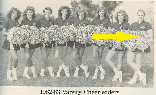 Marley Gibson with her 1982-83 varsity cheerleading squad